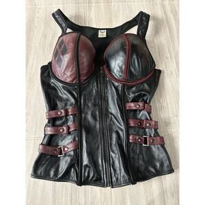 DC Comics Harley Quinn Batman Corset Buckles Size Large Top Only